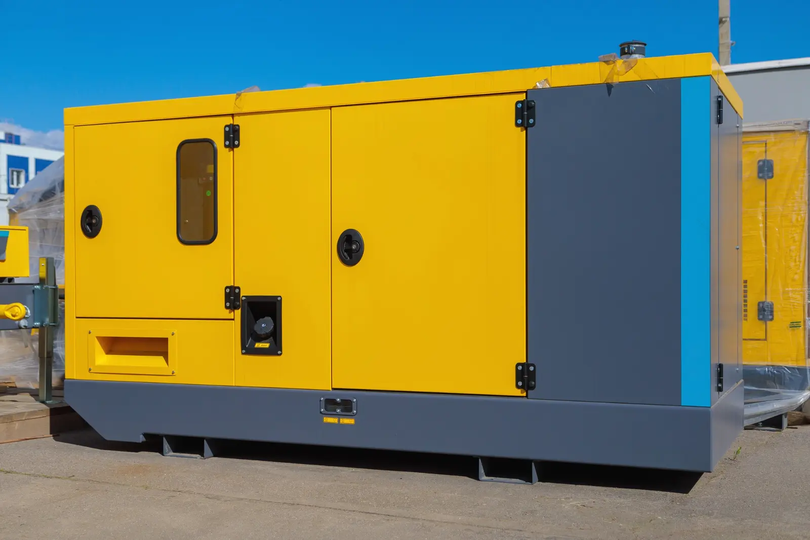 Containerised Microgrid Generator Integration | P&P Solar Industrial standby generator for containerised solar battery microgrid integration