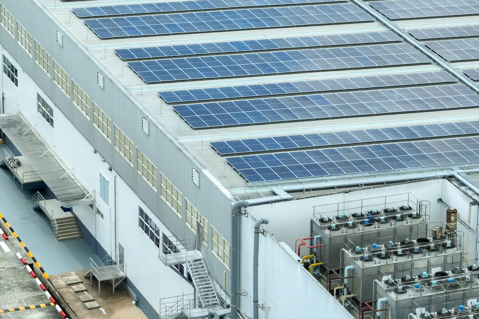 Industrial Solar and Containerised Energy Integration | P&P Solar Industrial rooftop solar site assessed for containerised energy-system integration