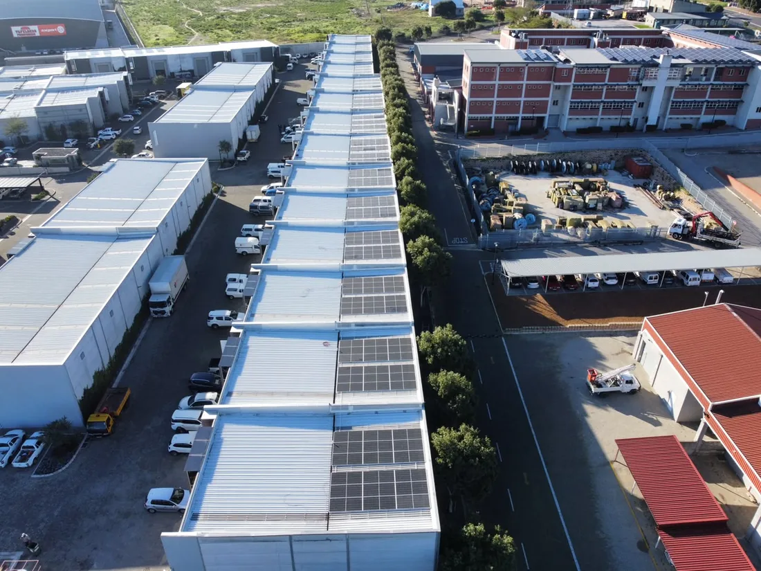 P&P Solar Solutions industrial rooftop photovoltaic installation across multiple buildings